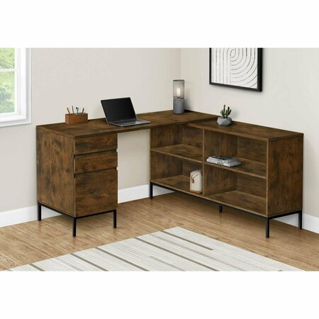 DAPHNES DINNETTE 60 in. L-Shaped Corner Computer Desk Rustic Brown DA3596438